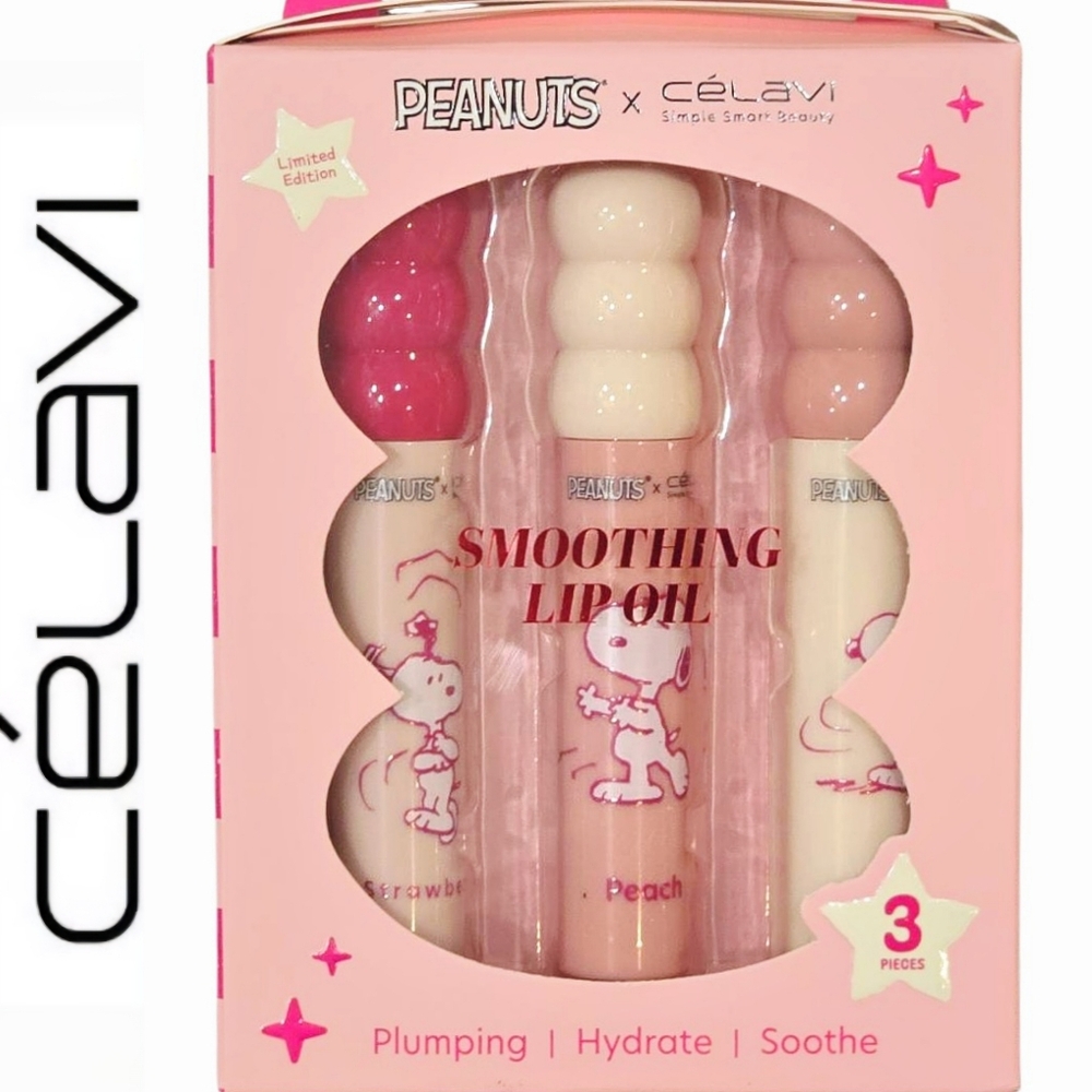 Celavi X Peanuts Smoothing Lip Oil Trio